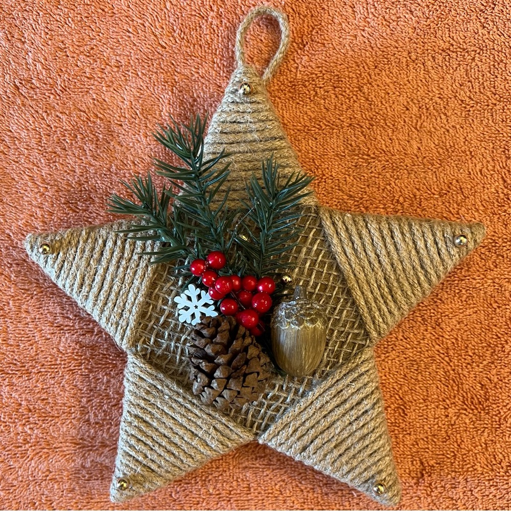 Hand Crafted Star Holiday Decor with Red and Green Accents